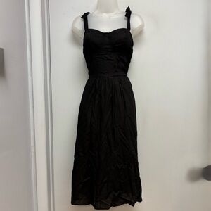 LC Lauren Conrad Black Linen-Blend Tie-Shoulder Dress